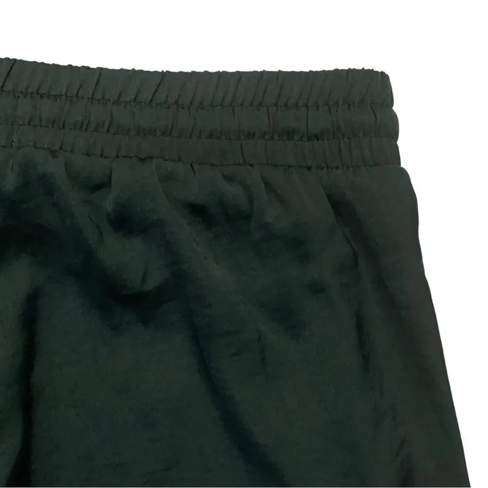 Forest Green Satin Relaxed Jogger Track Pants Dressy Preppy Sporty Blokecore - Picture 7 of 9